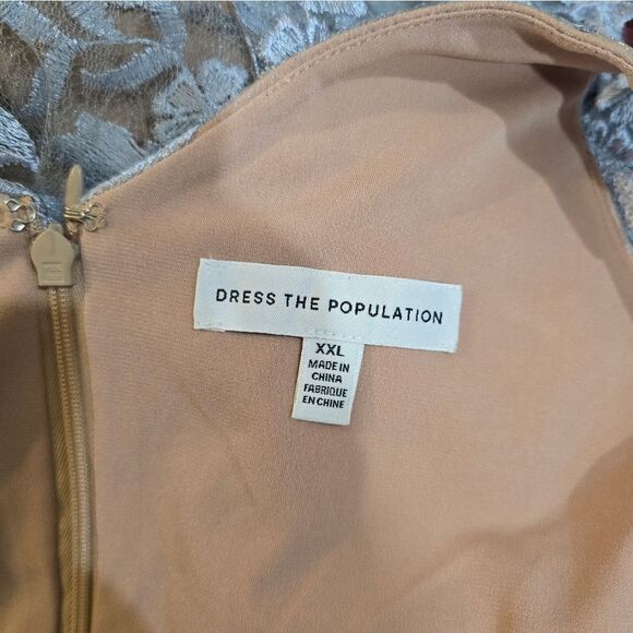 Dress The Population Audrey Embroidered Fit & Flare Dress NWT mineral blue XXL - Picture 4 of 4